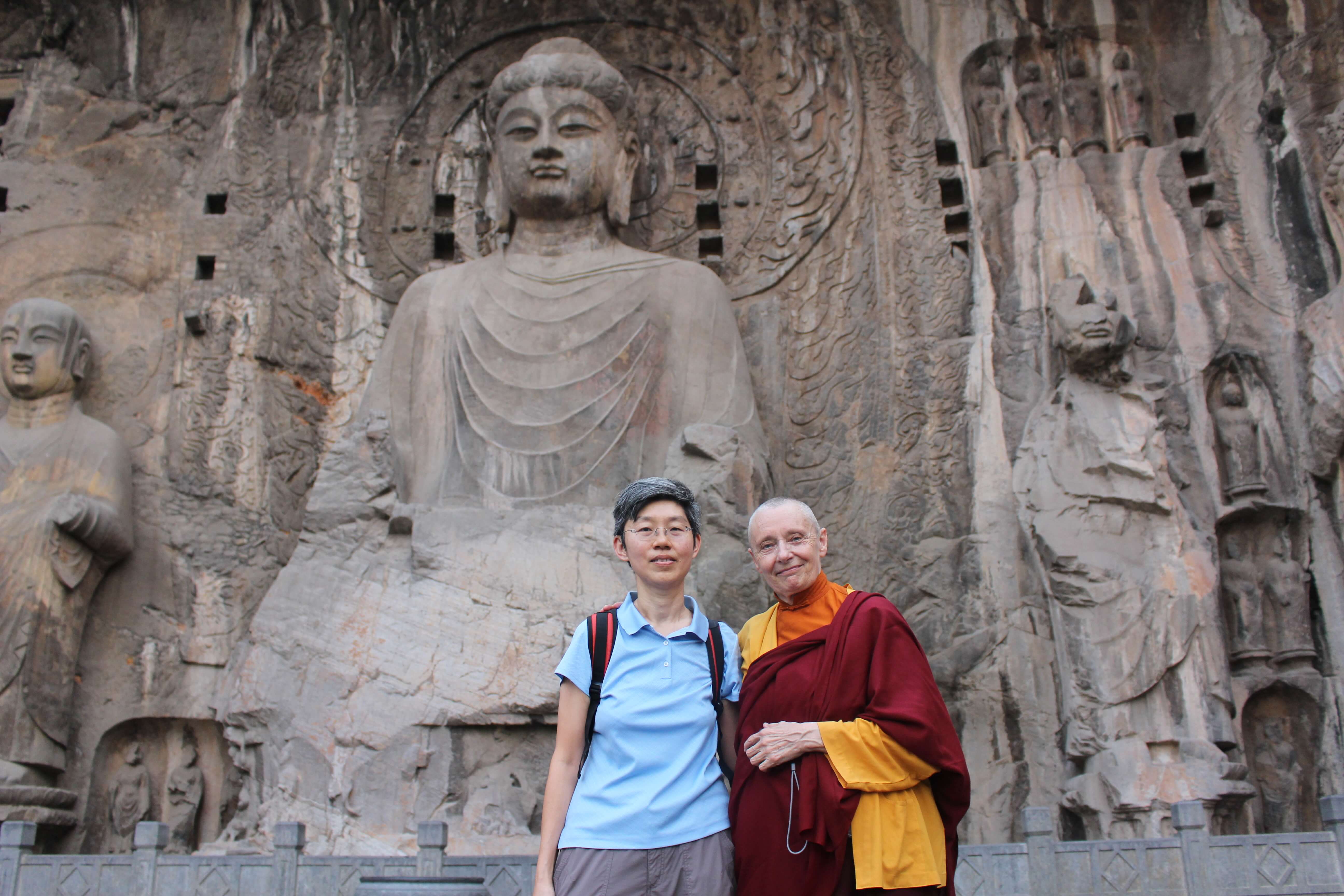 At Longmen caves with May Ling