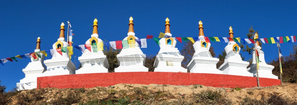 Eight stupas in Za-Sa or Zasa Monastery near Sallery vilage, Solukhumbu, Nepal
